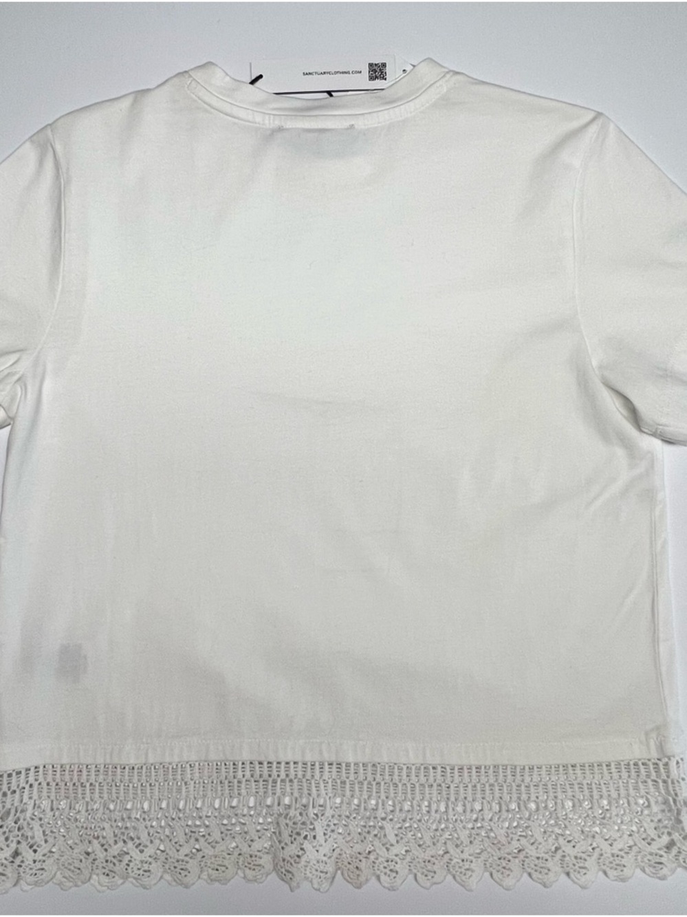 SANCTUARY Lace Tee White Crochet Lace Hem Cotton Top XS NWT Feminine‎ - Picture 9 of 11